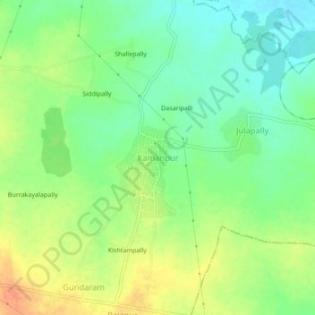 Mapa topográfico Kamanpur, altitud, relieve