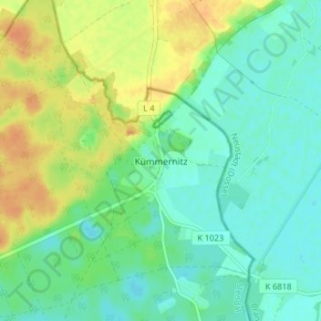 Mapa topográfico Kümmernitz, altitud, relieve