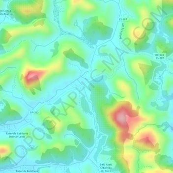 Mapa topográfico Babilônia, altitud, relieve