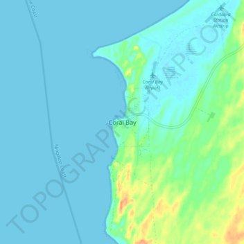 Mapa topográfico Coral Bay, altitud, relieve