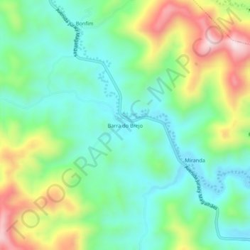 Mapa topográfico Barra do Brejo, altitud, relieve