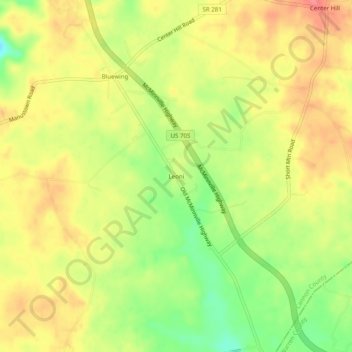 Mapa topográfico Leoni, altitud, relieve