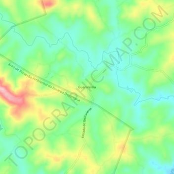 Mapa topográfico Guararema, altitud, relieve
