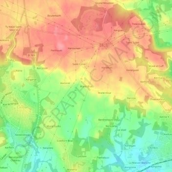 Mapa topográfico Mané Bras, altitud, relieve