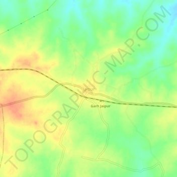 Mapa topográfico Jaipur, altitud, relieve