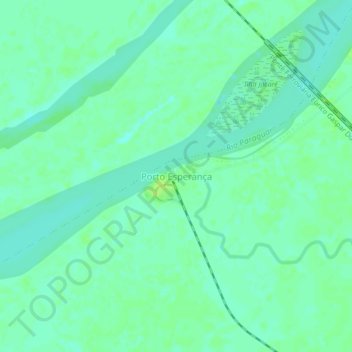 Mapa topográfico Porto Esperança, altitud, relieve
