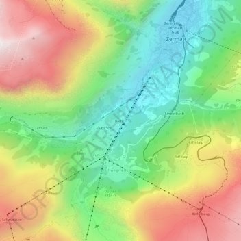 Mapa topográfico Blatten, altitud, relieve