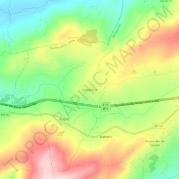 Mapa topográfico Corvaceira, altitud, relieve