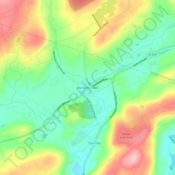 Mapa topográfico Marshalls Creek, altitud, relieve