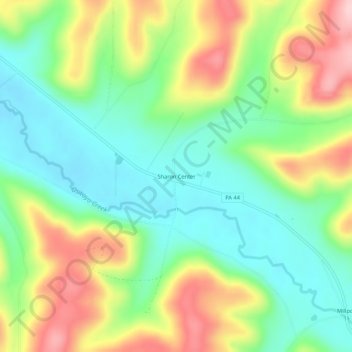 Mapa topográfico Sharon Center, altitud, relieve
