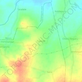 Mapa topográfico Toravalli, altitud, relieve