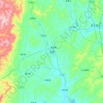 Mapa topográfico 沁县, altitud, relieve
