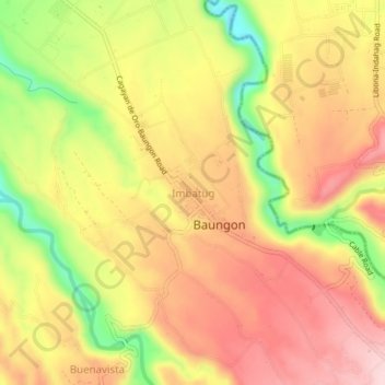 Mapa topográfico Imbatug, altitud, relieve
