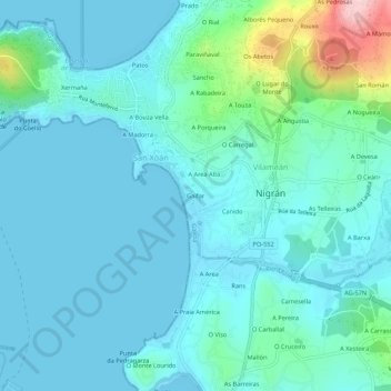 Mapa topográfico Gaifar, altitud, relieve