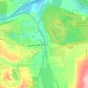 Mapa topográfico Jamesville, altitud, relieve