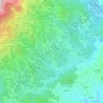 Mapa topográfico Cereie, altitud, relieve