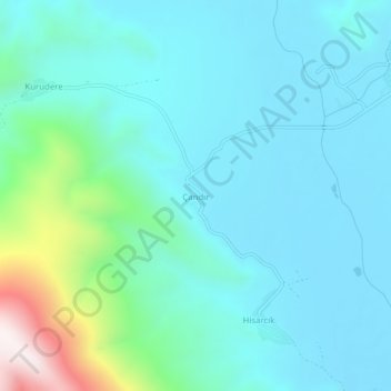Mapa topográfico Çandır, altitud, relieve