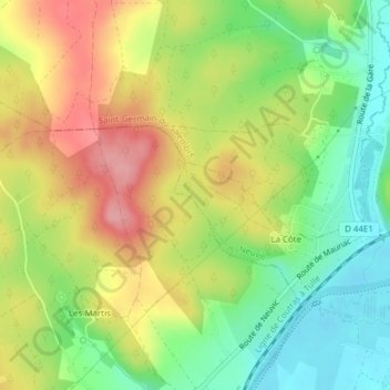 Mapa topográfico Debas, altitud, relieve