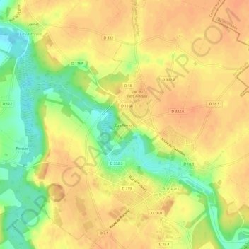 Mapa topográfico Équillemont, altitud, relieve