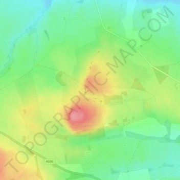 Mapa topográfico Shaftoe Crags, altitud, relieve