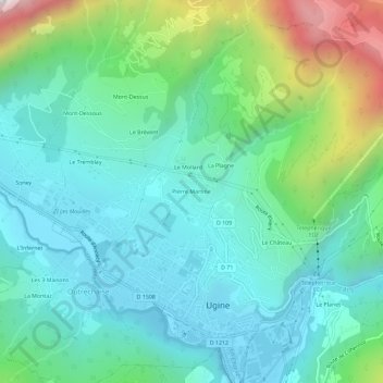 Mapa topográfico Pierre Martine, altitud, relieve