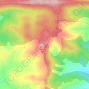 Mapa topográfico Cerro del Turullón, altitud, relieve