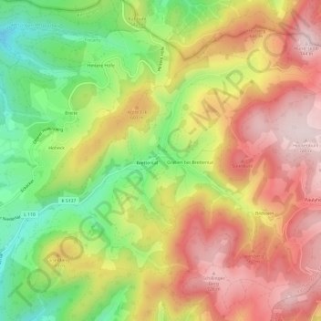 Mapa topográfico Danielshof, altitud, relieve
