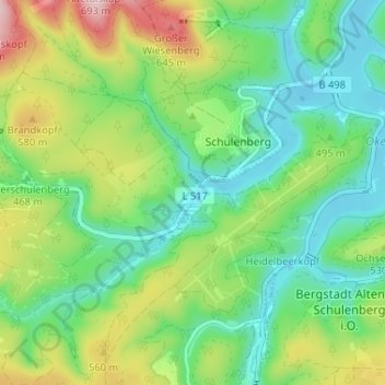 Mapa topográfico Mittelschulenberg, altitud, relieve