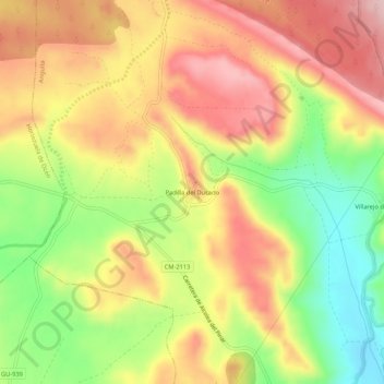 Mapa topográfico Padilla del Ducado, altitud, relieve