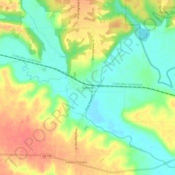 Mapa topográfico Dahinda, altitud, relieve