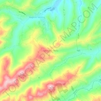 Mapa topográfico Tabiano Castello, altitud, relieve