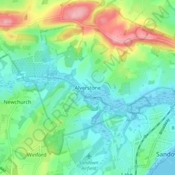 Mapa topográfico Alverstone, altitud, relieve