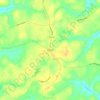 Mapa topográfico Beazley, altitud, relieve