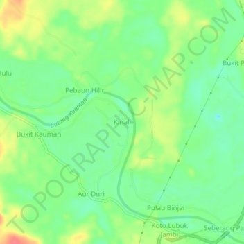 Mapa topográfico Kinali, altitud, relieve