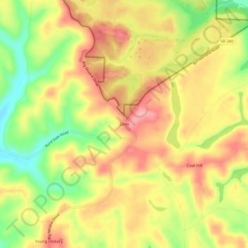 Mapa topográfico Zeno, altitud, relieve