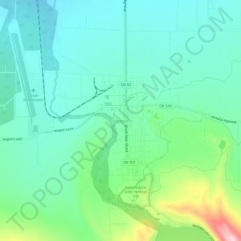 Mapa topográfico Joseph, altitud, relieve