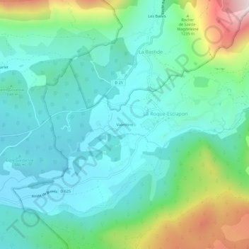 Mapa topográfico Valentins, altitud, relieve