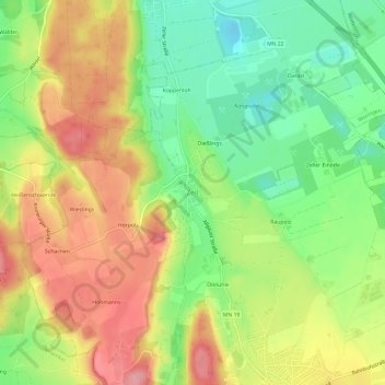 Mapa topográfico Zell, altitud, relieve