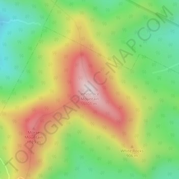 Mapa topográfico Whiteface Mountain, altitud, relieve