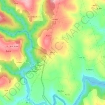 Mapa topográfico Berlai, altitud, relieve