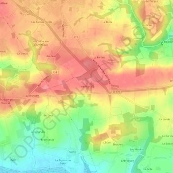 Mapa topográfico Kermaria, altitud, relieve