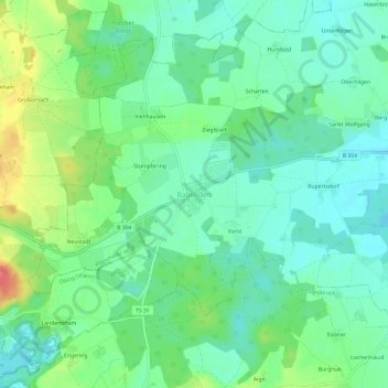 Mapa topográfico Rabenden, altitud, relieve