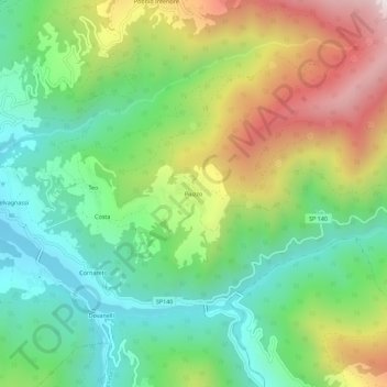 Mapa topográfico Piuzzo, altitud, relieve
