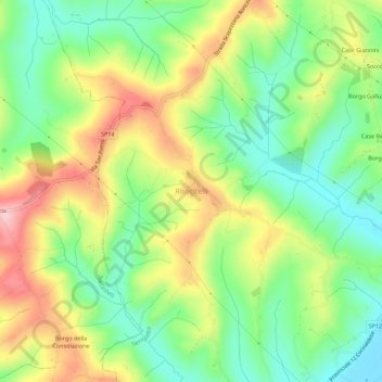 Mapa topográfico Roncitelli, altitud, relieve