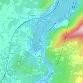 Mapa topográfico Ceraino, altitud, relieve