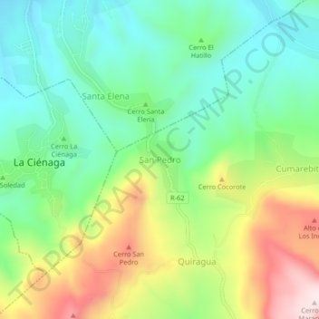 Mapa topográfico San Pedro, altitud, relieve