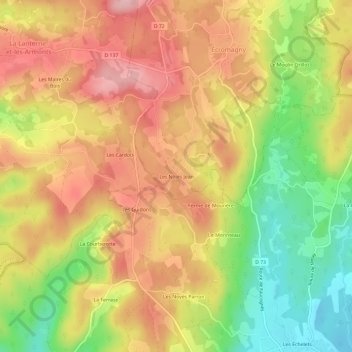 Mapa topográfico Les Noies Jean, altitud, relieve