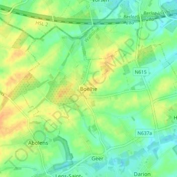 Mapa topográfico Boëlhe, altitud, relieve
