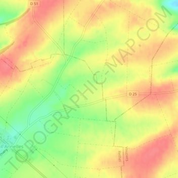 Mapa topográfico Boeuf, altitud, relieve