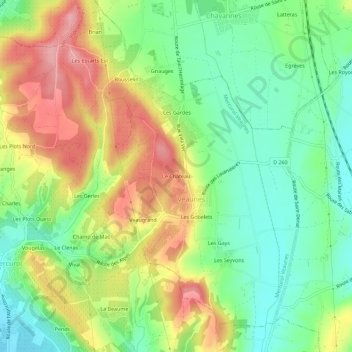 Mapa topográfico Le Château, altitud, relieve